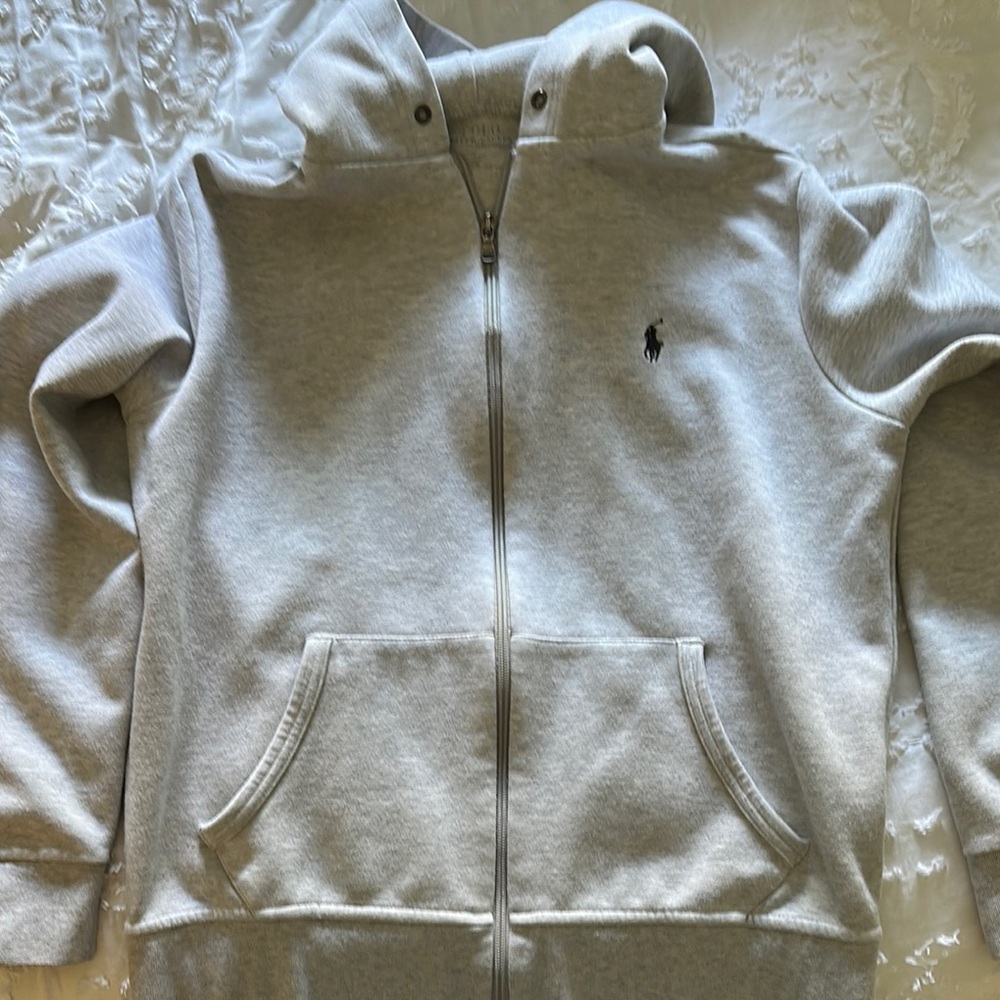 Ralph Lauren Gray Zip-Up Jacket with Soft Textured Finish